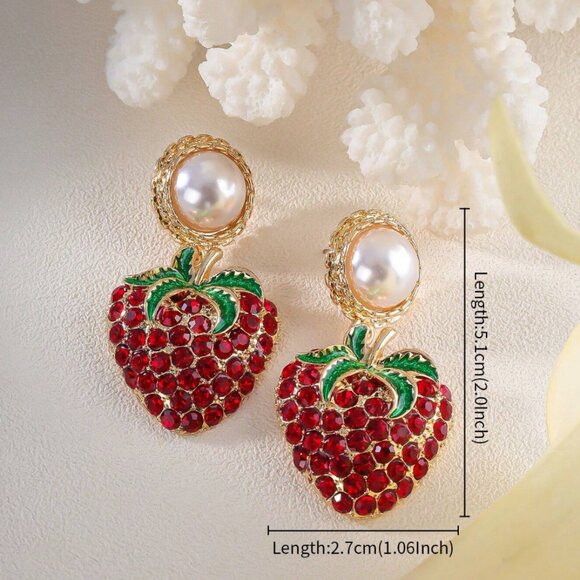 Strawberry 🍓 Statement Post Earrings, NWT - Picture 3 of 15